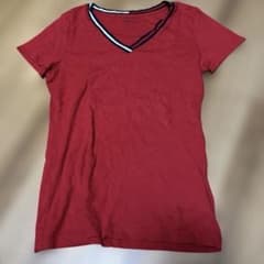 TOMMY HILFIGER 로고 티셔츠 레드