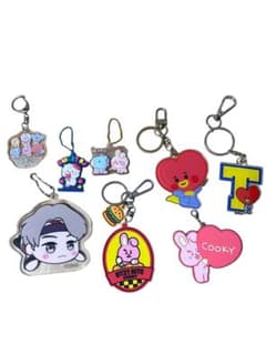 BT21 아크릴 열쇠 고리 8 개 세트 고무 bts 타이니탄 테테 V