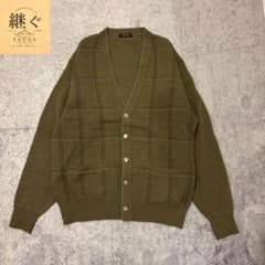 vintage 00s KOSUGI カーディガン オリーブチェック柄 Vネック