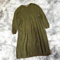 mina perhonen ミナ ペルホネンオリーブニット38パッチワークモヘヤ