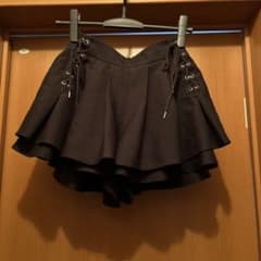 ミニスカート　黒　キュロット レースアップ　地雷系のサムネイル