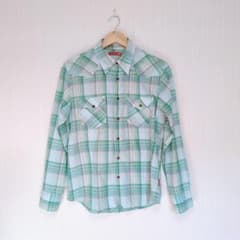 291295LABO 緑系 チェックシャツ 長袖　M