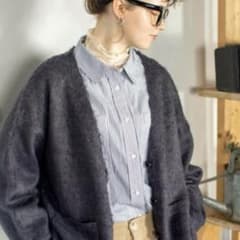 【完売品】　Vネックオーバーサイズモヘアライクニットカーディガン　グレー　ブルーのサムネイル