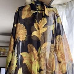 シースルー花柄シャツ 長袖 黒と黄色のサムネイル