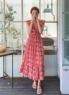 レッドリーフ　ロングワンピース　レディース　夏のサムネイル