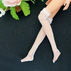 니 하이 양말 양말 스타킹 화이트 그물 레이스 인형 인형 1/6