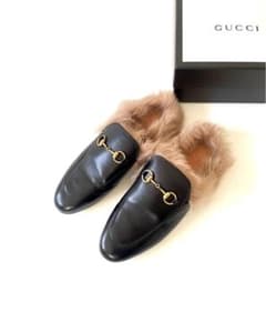 美品 Gucci レザー スリッパ 38 定価15万 プリンスタウン グッチ 