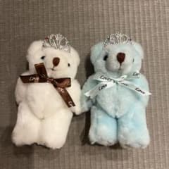 ティアラ付き くまのぬいぐるみ 2体セットのサムネイル