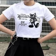 OY ショート丈 Tシャツ 猫のサムネイル