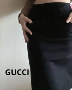 GUCCI グッチ　スリットタイトスカート38 ブラック GUCCI タイトスカート ブラック 38美品 - メルカリ