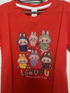 ラブブ 赤 LABUBU 110㎝ Tシャツ レッド ラインストーン 女の子のサムネイル
