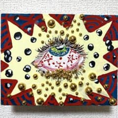 運命を見つめる瞳】抽象画 絵画 原画 現代アート 目 星 キラキラ