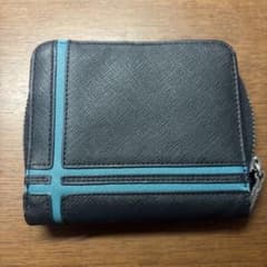 二つ折り財布 ブラック×ブルーラインのサムネイル