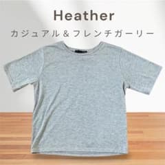 Tシャツ　半袖　グレー　刺繍　リボン　古着　カジュアル　ガーリー　Heatherのサムネイル