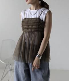 【pu 様専用】Bonjour Sagan  バックダブルリボンチュールキャミのサムネイル