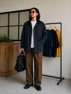 中綿ジャケット M ネイビー コーデュロイ襟 ヴィンテージのサムネイル