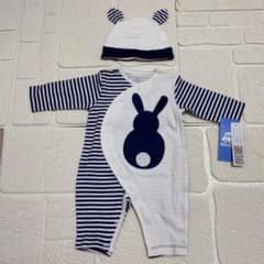 ロンパース　カバーオール100% コットン帽子あり。新生児/男の子/春用のサムネイル