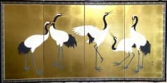 壁掛け屏風 日本画 金箔彩色 『五羽鶴』 - メルカリ