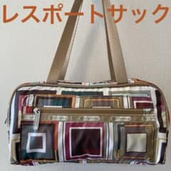レスポートサック　ハンドバッグ スクエア柄ホワイト