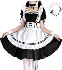 メイド服 白と黒 フリル付き コスプレのサムネイル