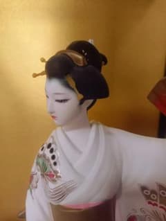 博多人形 作・末九郎 陶器製 着物女性人形 ガラスケース付き 約57cm