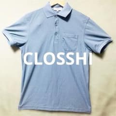 ポロシャツ ブルー Mサイズ【新品】タグ【CLOSSHI】半袖 メ青 ポケット付のサムネイル