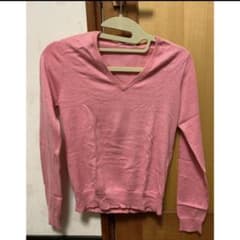UNIQLO ユニクロ　コットンカシミヤVネックセーター　ピンク　Sのサムネイル