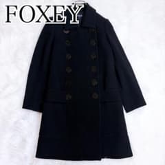 フォクシー カシミヤ混 スプリングコート ロング 裏地レーストリミング