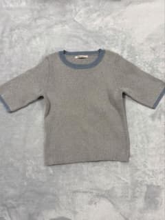 ラメ リブニット 半袖 グレー ブルーのサムネイル