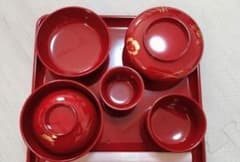 【新品未使用】赤漆器 お食い初め 5点セットのサムネイル
