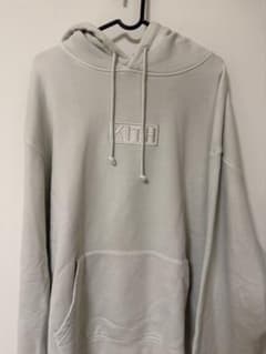 KITH ボックスロゴ プルオーバーパーカー フーディー ライトグレー 