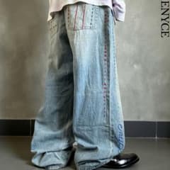 豪華刺繍00s極太 ENYCE ライトブルーバギーデニム B系HIPHOP - メルカリ