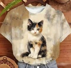 猫デザイン　半袖Tシャツ　Мサイズのサムネイル