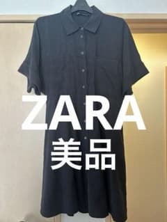 【美品】早い者勝ち ZARA シャツワンピース ブラック Lサイズのサムネイル