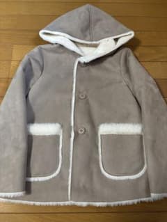 【ほぼ新品】ベージュ フード付きコート 140cmのサムネイル