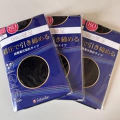 fuksuke 着圧設計タイツ M-L ブラック 80デニール新品 3枚セットのサムネイル