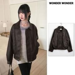 WONDER WONDER ダークブラウン レザージャケット オーバーサイズのサムネイル