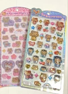 ハローキティ シール 2種セット うるちゅるポップ　コットンパフィー　日焼けのサムネイル