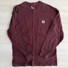 Carhartt 長袖 ポケットTシャツ バーガンディ M