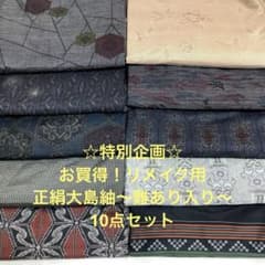 彦兵衛mini】特別企画☆正絹大島紬〜難あり入り〜10点セット 1008-4