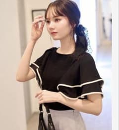 GRL フレア袖パイピングニットトップス［mb1301］ブラックのサムネイル