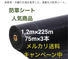 防草シート 高密度・抗菌剤入り1.2m×225m (耐久性4〜6年) 75m×3 - メルカリ