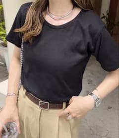 神戸レタス 汗染み防止 Tシャツ ブラック Lサイズのサムネイル