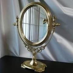 中古  真鍮製クラシカルな置き鏡(大)のサムネイル