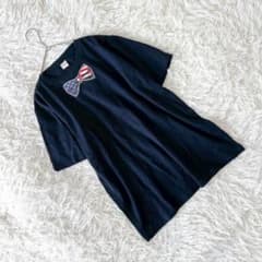 《トミー》 (L) ボウタイプリントTシャツ 星条旗 クルーネック カジュアル