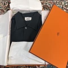 未使用品HERMES エルメス コットン鹿の子ポロシャツ XL ダークグリーン