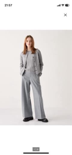 【UNIQLO】ブラッシュドジャージーワイドパンツ/L/グレーのサムネイル