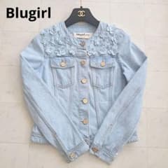 【美品】Blugirl ブルーガール フラワーモチーフ デニム ジャケット 美品】Blugirl ブルーガール フラワーモチーフ デニム ジャケット