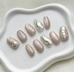 Rinail オーダーネイルチップ 細フレンチ 個性派ネイル 花 マグネットのサムネイル