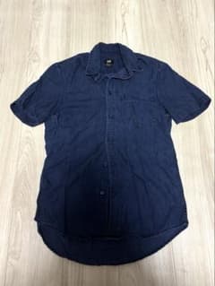 H&M 半袖 デニムシャツ ネイビーのサムネイル